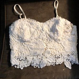 Off white lace crop